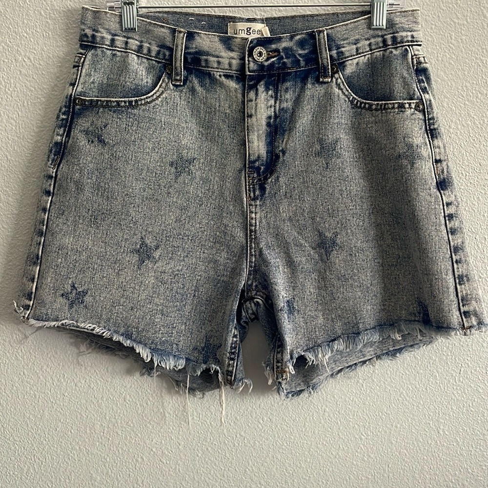 Umgee Star Print High Waisted Denim Shorts